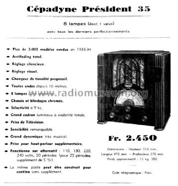 Président 35; Cépadyne marque, Éts (ID = 1985889) Radio