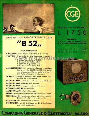 B52 Auto ; CGE, Compagnia (ID = 1529582) Car Radio