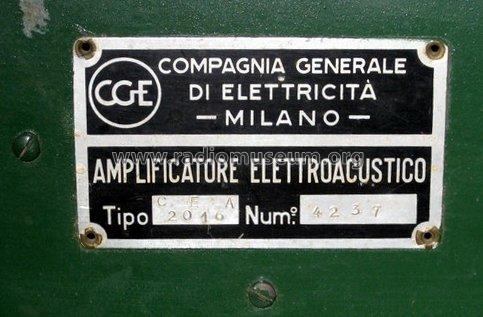 CEA2016; CGE, Compagnia (ID = 759000) Ampl/Mixer