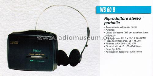 Personal Cassette Player WS 60 B; CGM elettronica; (ID = 2920706) R-Player