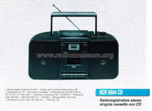 Radioregistratore Stereo Singola Cassetta con CD RCR 8984 CD; CGM elettronica; (ID = 2887260) Radio