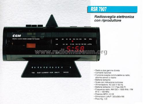 Radiosveglia Elettronica con Riproduttore - Digital Clock Radio Cassette Player RSR 7907; CGM elettronica; (ID = 2737533) Radio