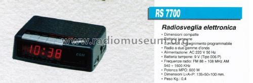 Radiosveglia Elettronica RS 7700; CGM elettronica; (ID = 2920982) Radio