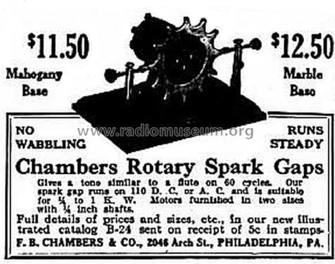 Chambers Rotary Spark Gap ; Chambers F.B., Co.; (ID = 1062615) Amateur-D