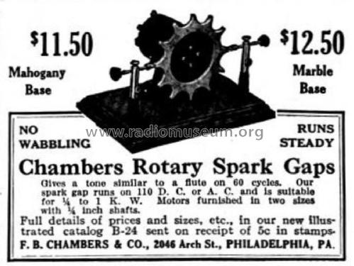 Chambers Rotary Spark Gap ; Chambers F.B., Co.; (ID = 1985886) Amateur-D