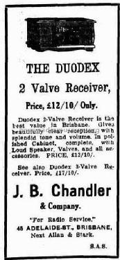 Duodex 2 Valve ; Chandler & Co., J.B. (ID = 2112244) Radio