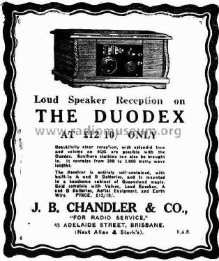 Duodex 2 Valve ; Chandler & Co., J.B. (ID = 2112256) Radio