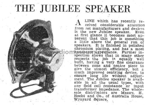 Jubilee Loudspeaker ; Chanex Brand Hecht H (ID = 2600972) Speaker-P