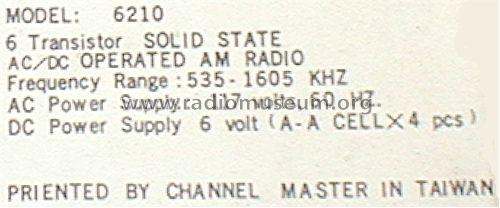 6210; Channel Master Corp. (ID = 535683) Radio