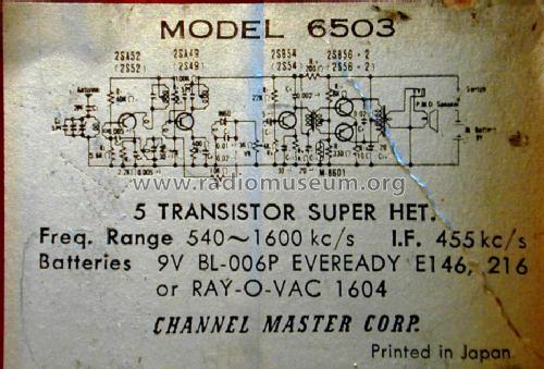 All Transistor 5 TR 6503; Channel Master Corp. (ID = 1343123) Radio