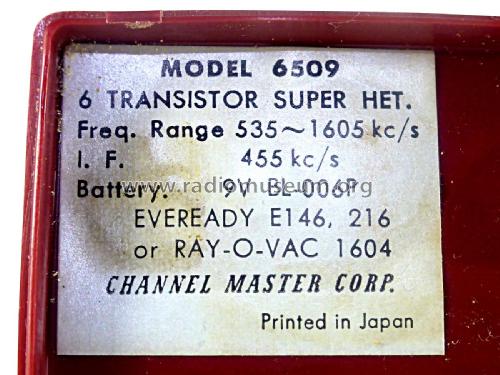 Six Transistor 6509; Channel Master Corp. (ID = 2244094) Radio