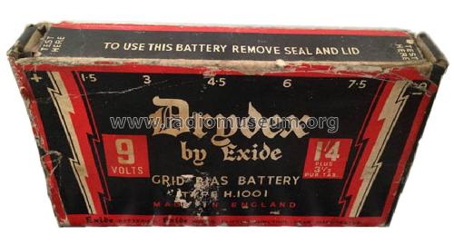 Drydex by Exide - Grid Bias Battery H1001; Chloride Electrical (ID = 1533496) A-courant