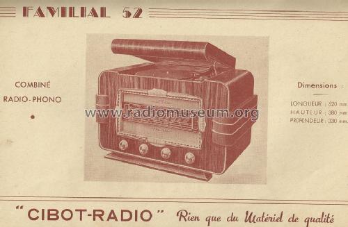 Familial 52 Combiné Radio-Phono; Cibot Radio; Paris (ID = 1457384) Radio