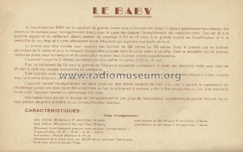 Magnétophone Baby ; Cibot Radio; Paris (ID = 1457465) Ton-Bild