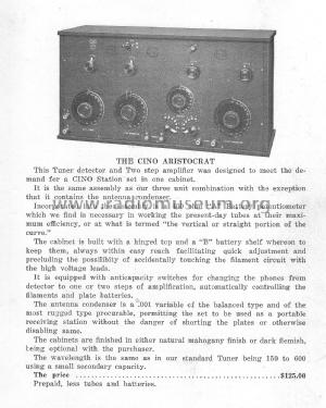 Cino Quality Apparatus Bulletin 1-22; CINO Radio (ID = 2961269) Paper