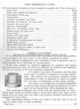 Cino Quality Apparatus Bulletin 1-22; CINO Radio (ID = 2961270) Paper