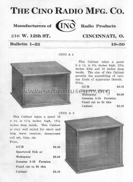 Cino Quality Apparatus Bulletin 1-22; CINO Radio (ID = 2961282) Paper