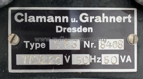 Trägerfrequenz-Pegelgenerator GF3; Clamann & Grahnert; (ID = 2965788) Equipment