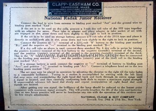 National Radak Junior ; Clapp-Eastham Co.; (ID = 2377413) Radio