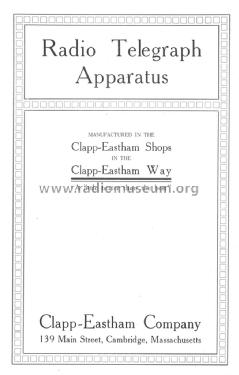 Radio Telegraph Apparatus Catalog S; Clapp-Eastham Co.; (ID = 1301915) Paper