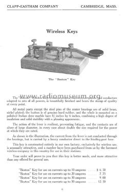 Radio Telegraph Apparatus Catalog S; Clapp-Eastham Co.; (ID = 1301919) Paper