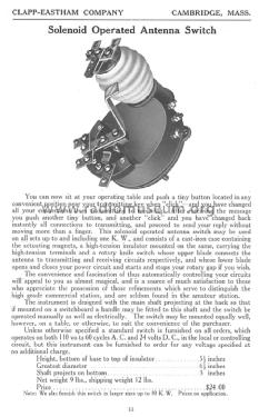 Radio Telegraph Apparatus Catalog S; Clapp-Eastham Co.; (ID = 1301927) Paper