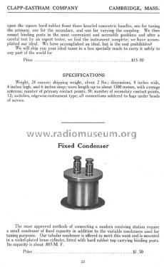 Radio Telegraph Apparatus Catalog S; Clapp-Eastham Co.; (ID = 1301937) Paper