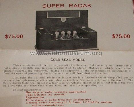 Gold Seal Super Radak ; Clapp-Eastham Co.; (ID = 1725965) Radio