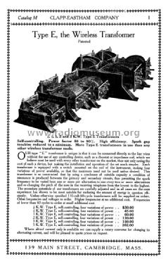 Wireless Telegraph Apparatus Catalog M; Clapp-Eastham Co.; (ID = 1008756) Paper