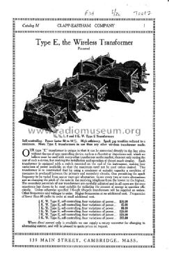 Wireless Telegraph Apparatus Catalog M; Clapp-Eastham Co.; (ID = 1008763) Paper