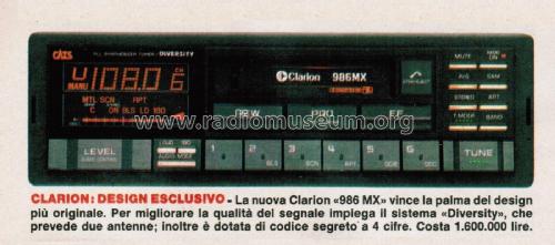 Car Cassette Radio 986 MX; Clarion Co., Ltd.; (ID = 2733010) Autoradio