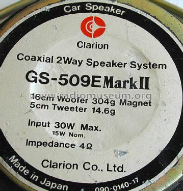 Coaxial 2-way Speaker System GS-509E Mark II; Clarion Co., Ltd.; (ID = 1507465) Speaker-P