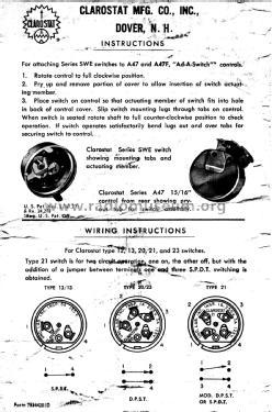 Control A47; Clarostat Mfg. Co. (ID = 2086617) Radio part