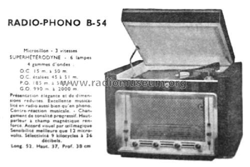 Radio-Phono B54; Clarville CSF; Paris (ID = 2547009) Radio