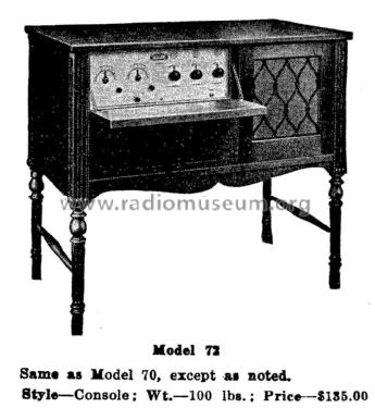 Clear-O-Dyne Model 72 Console; Cleartone Radio Co.; (ID = 1955892) Radio