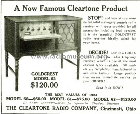 Goldcrest 60; Cleartone Radio Co.; (ID = 1541380) Radio