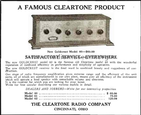 Goldcrest 60; Cleartone Radio Co.; (ID = 1545586) Radio