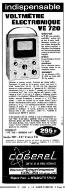 Voltmetre Electronique VE720; Cogerel; Dijon (ID = 2752293) Equipment