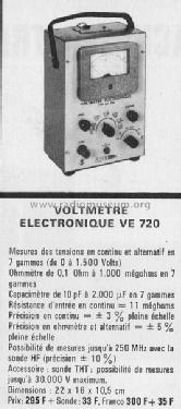 Voltmetre Electronique VE720; Cogerel; Dijon (ID = 390731) Equipment