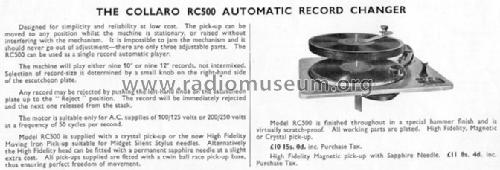 RC500; Collaro Ltd.; (ID = 279103) Sonido-V