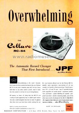 Automatic Record Changer RC-54; Collaro Ltd.; (ID = 2668613) R-Player