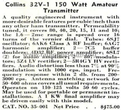 32V-1; Collins Radio (ID = 1314684) Amateur-T