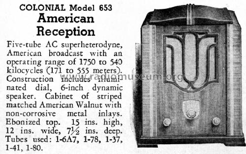 653 ; Colonial Radio Co.; (ID = 1578190) Radio