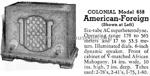 658 ; Colonial Radio Co.; (ID = 1578163) Radio