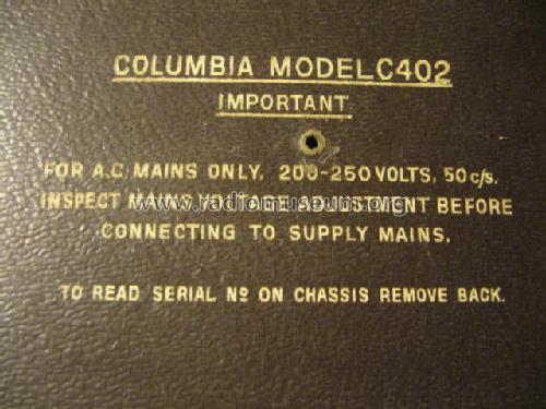 Radiogram C402; Columbia Graphophone (ID = 2959844) Radio