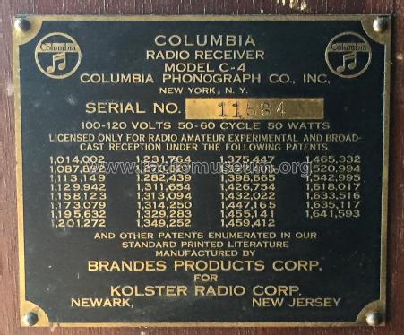 C-4 ; Columbia Phonograph, (ID = 2372544) Radio