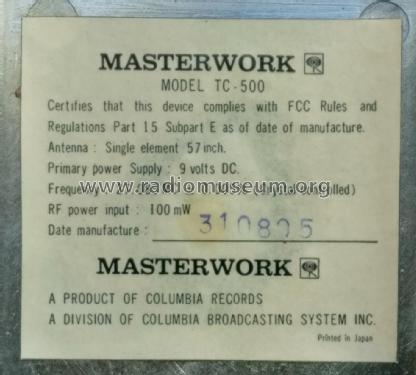 Masterwork Transceiver TC-500; Columbia Records (ID = 2417379) CB-Funk