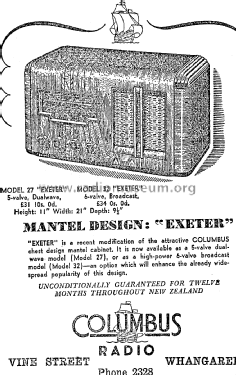 Exeter 27; Columbus Brand; (ID = 2767145) Radio