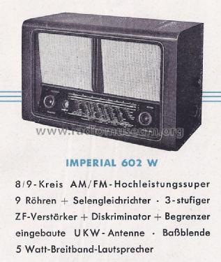 Imperial J 602W; Continental-Rundfunk (ID = 1444304) Radio