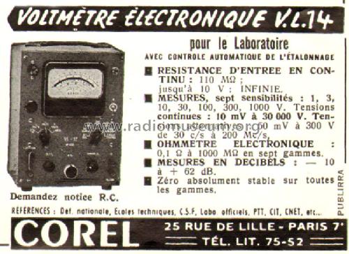 Votmètre électronique VL14; Corel; Paris (ID = 523651) Equipment